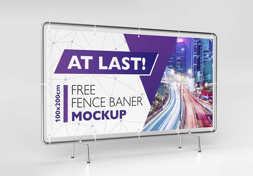 Free Fence Banner Mockups PSD Psdblast