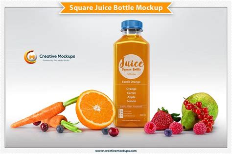 Square Juice Bottle&nbsp;Mockup