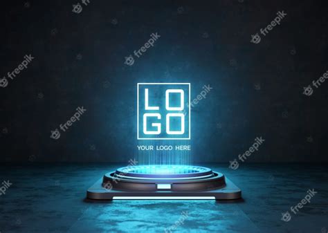 Futuristic Pedestal For Logo Mockup Free&nbsp;Psd
